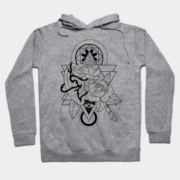 Forking Paths (black lines) Hoodie by Spazzy Newton